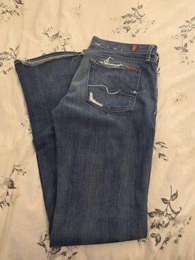 7 For All Man Kind. Distressed Blue Women's Jeans - Bootcut